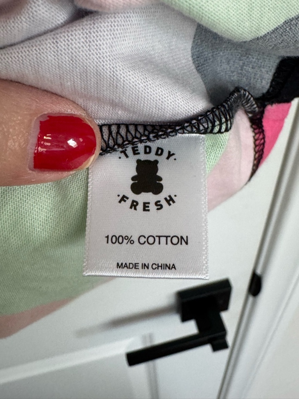 Teddy Fresh Colorblock Patchwork Tee Rainbow Checkerboard Streetwear S - Picture 6 of 9